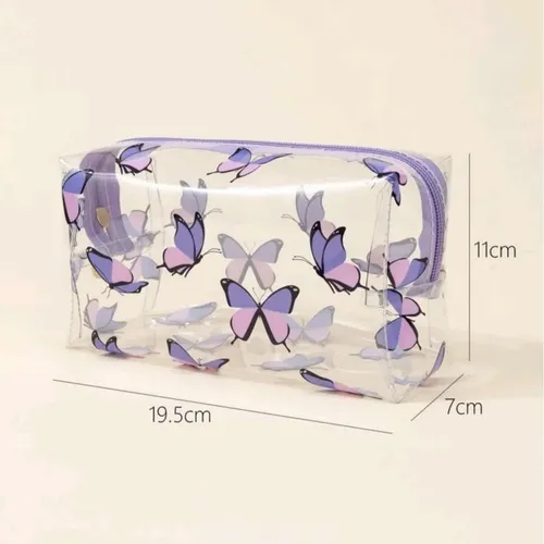 Neceser De Maquillaje Estilo Coreano Morado Pvc, Impermeable