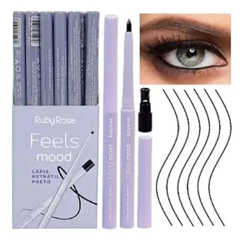 Delineador Retractil Para Ojos Negro Feels Mood Ruby Rose Efecto Mate