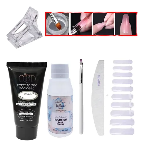Kit Para Polygel Pincel Solucion Capsula Dual Completo