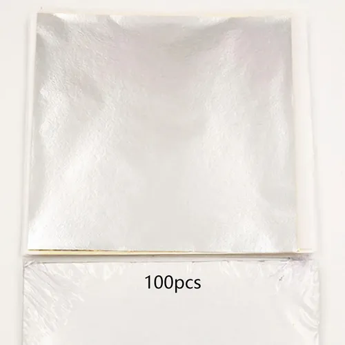 100x Hojas Doradas Adorno Bolsa De Regalo Relleno Plata
