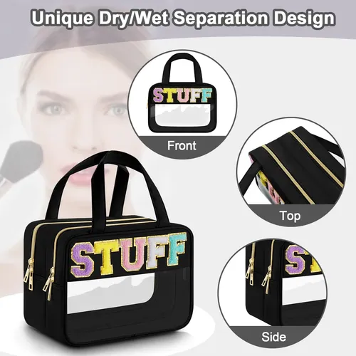 Bolsa De Maquillaje Simboom Clear Letter Black Talla L Imper