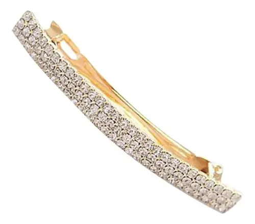F 2 Clips Rectángulo Automático Brillante Con Strass