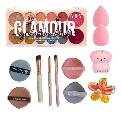 Kit Completo De Maquillaje Paleta Brochas Esponjas Regalo