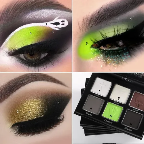 Paleta Sombras Gótica Halloween Vegana 6 Col. Verde Marrón