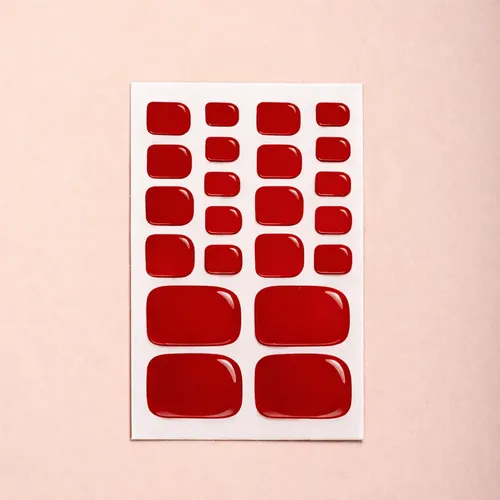 Tiras De Uñas Gel Para Pies Autoadhesivas 22u – No Necesita Lampara UV – Rojo