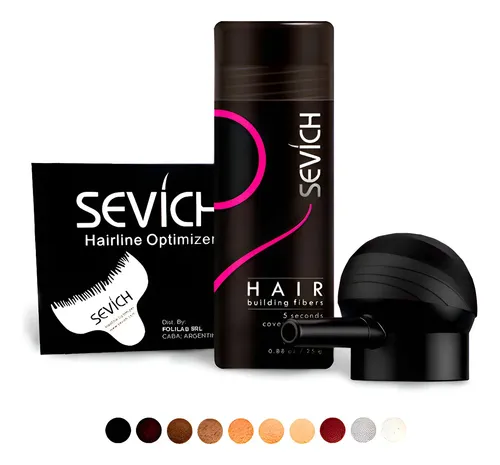 Fibras Capilares Sevich Aplicador Fijador Kit Castaño Medio