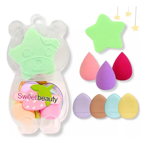 Set De Mini Esponjitas Blender P/ Maquillaje Con Caja De Oso
