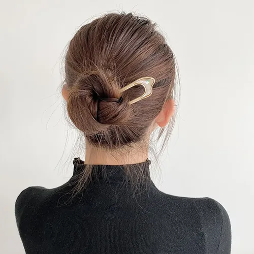 Pinza Para El Pelo En Forma De U De Metal Minimalista (1 #mo Glossy Gold