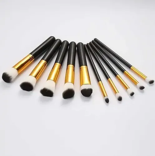 Set X10 Brocha Kabuki Para Maquillaje Makeup Profesional