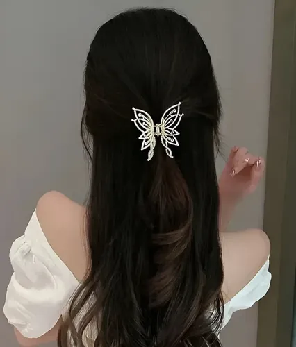 Broche/hebilla  De Pelo Mariposa C/ Stras O Perlas X 2