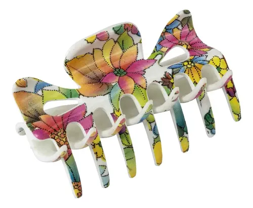 Broche Mariposa Diseño Floral De Pelo Decorativo Pack X 6 Floral