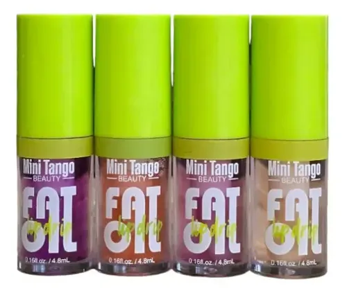 Set De 4 Labiales Mini Tango Fat Lip Oil Brillo Gloss