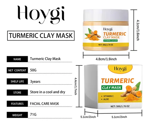 Máscara De Arcilla Cúrcuma Hoygi Para Una Limpieza E Hidrata