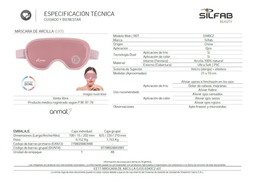 Máscara De Arcilla Para Ojos Frío Calor Silfab E040c2