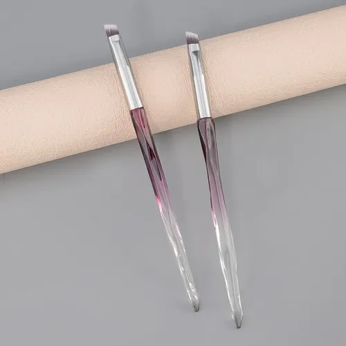 2 Pincel Angular Para Cejas Con Cristales Diamante (morado)