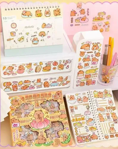 Zs Cute Kawaii Stationerycaja De 100 Pegatinas Capibara L