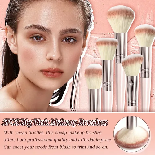 Set 10 Brochas De Maquillaje Koulate Sintéticas Rosa