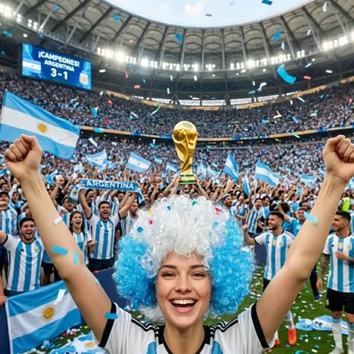 Peluca Argentina Rulos Celeste Y Blanca Mundial Futbol X 1