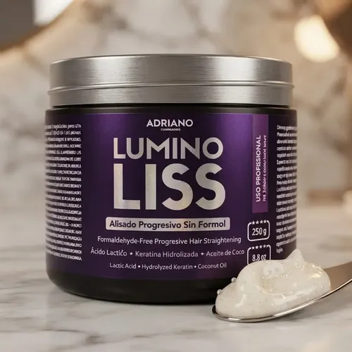 Alisado Progresivo Luminoliss Sin Formol x250 gr – Crema Alisadora Profesional Con Keratina Hidrolizada y Aceite de Coco Cabellos Con Rulos Lacios