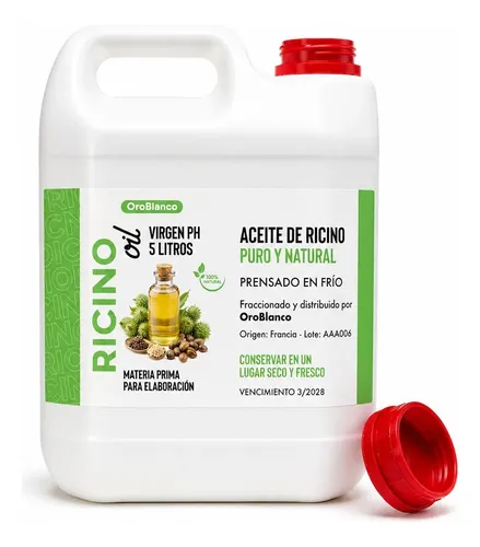 Aceite De Ricino Puro Natural Prensado En Frío X 5 Lt
