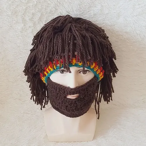 2 Divertidos Sombreros Creativos De Lana Con Peluca, Barba Y