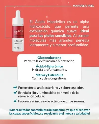Mandelic Peel Renovación Celular Biobellus 30ml Ácido Mandélico