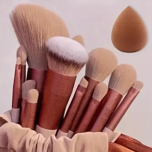 Keup Set De Pinceles 13pcs Suaves Para Base, Polvo Y Sombras