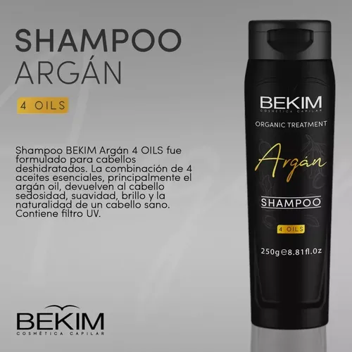 Shampoo Argan 4 Oils Tratamiento Capilar Bekim 250gr Pack X3