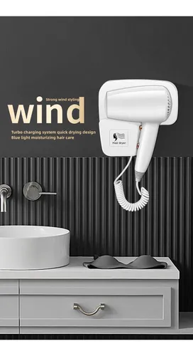 Secador De Pelo De Pared 1300 W Sin Perforación White -1300w