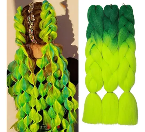 3 Pcs/300g 60cm Dos Ombre Trenzado Fibra Crochet Cabello