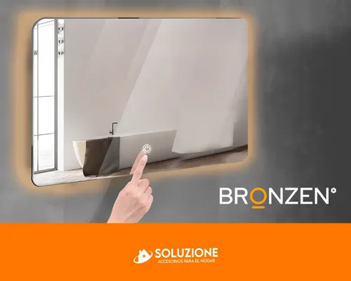 Espejo Horizontal Borde Curvo Luz Led Trasera 70×50