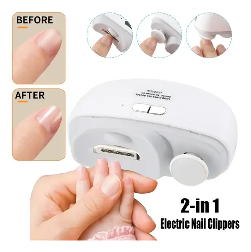 Cortador Eléctrico Recargable De Cutículas Con Cable Usb Blanco