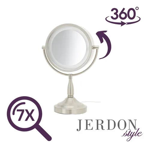Espejo De Maquillaje Jerdon Iluminado Para Mesa Con Aumento