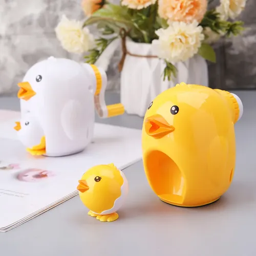 Sacapuntas Mecánico De Mano, Bonito Diseño Kawaii Chick  Amarillo