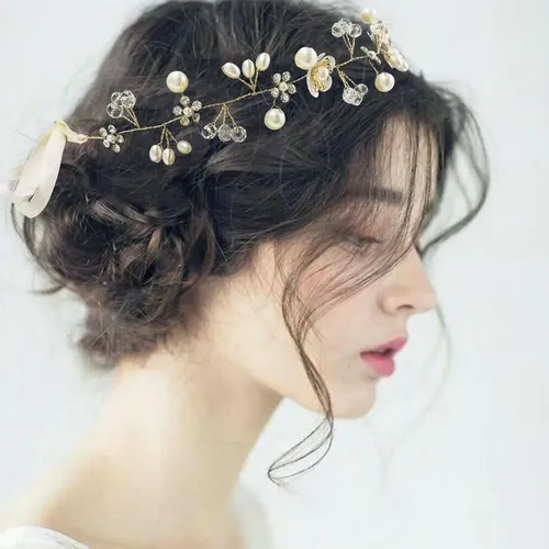 Tiara De Novia, Cristal Dorado Y Perla, Tiara De Novia /