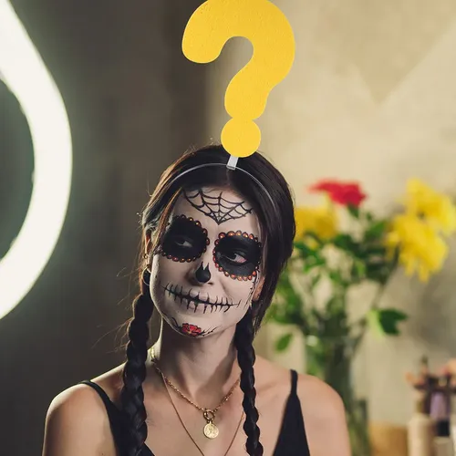 Divertido Aro For El Pelo Con Signos De Interrogación Y Exc