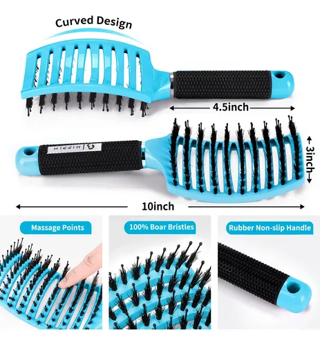 Set De 2 Cepillos Para El Cabello Hippih Con Cerdas De Jabal