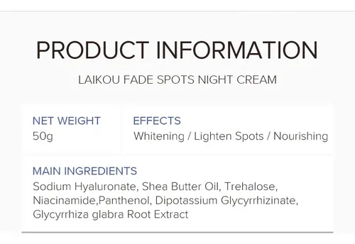 Crema De Noche Laikou Antimanchas Y Pecas – Niacinamida