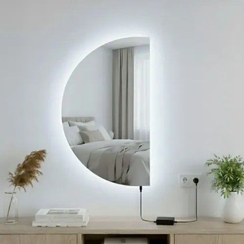 Espejo Semicircular 70×50 Con Luz Led Fría