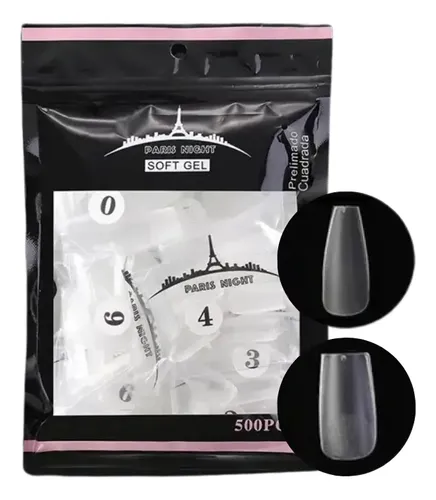 Tips Soft Gel Y Press On Paris Night X500 Pre Limado Mate Color Cuadrada