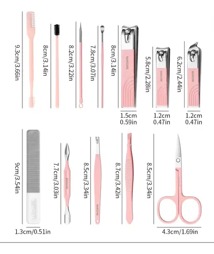 Set Manicura Pedicura 12 Piezas Estuche Valija Con Ruedas