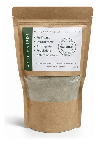 Arcilla Verde Volcanica Detox Piel Mixta Grasa 500 Grs