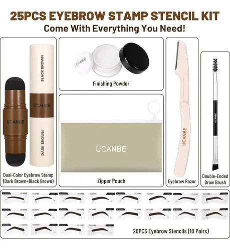 Kit De Cejas Ucanbe 25pcs Con Plantillas Reutilizables Y