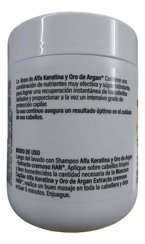 Máscara Capilar HAN Extracto Cremoso Keratina Argán 500g Hidratante