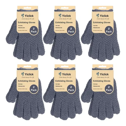 Guantes Exfoliantes Pesados Para Baño Y Ducha Gris 12 Unidad