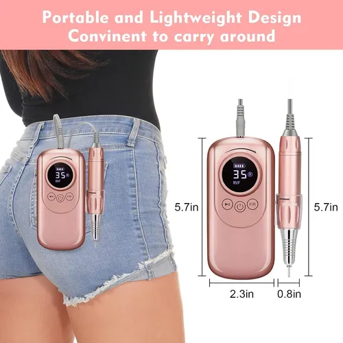Taladro De Uñas Recargable De 35000 Rpm, Lima E Portátil Par