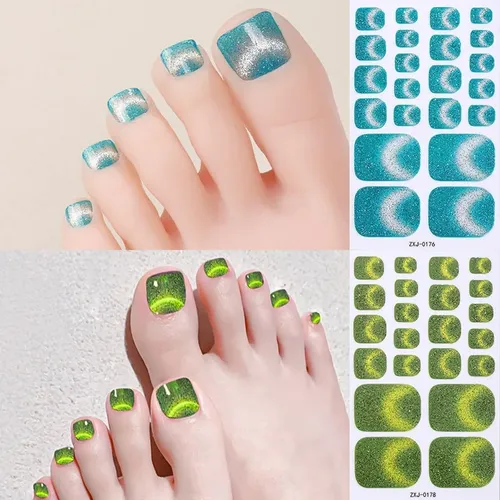 Pegatinas Uñas De Gel, 12 Unidades, Con Purpurina, Puntera,