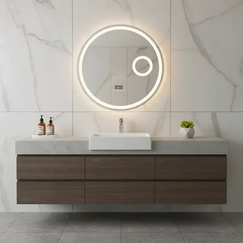 Espejo Redondo C/parlant Led 60cm Lupa Frío Cálido Bluetooth