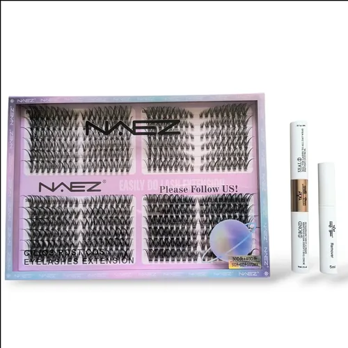 Kit Pestañas Postizas Cluster Naez Bond Seal Removedor