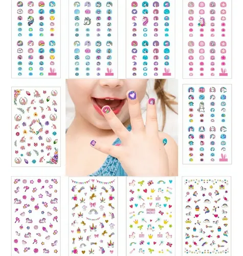 /10 Pegatinas De Uñas Unicornio Calcomanías Adhesivas Niños+